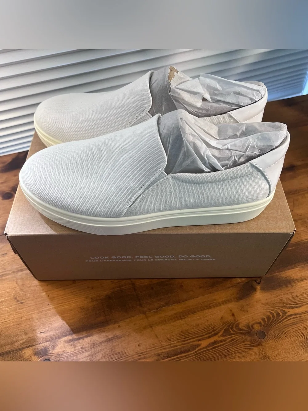 NEW Dr Scholl’s Wmns Madison Cloud Slip On Sneaker, White Canvas, Size 8